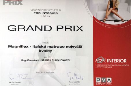 Magniflex získal ocenenie GRAND PRIX za najlepší výrobok veľtrhu